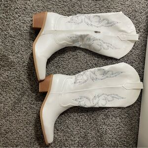 Wide calf White Western Boots